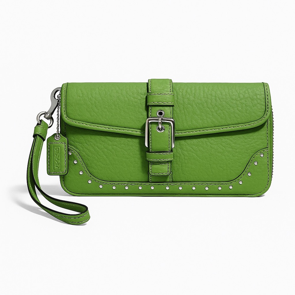Coach SoHo Y2K Lime Green Belted Wristlet Clutch